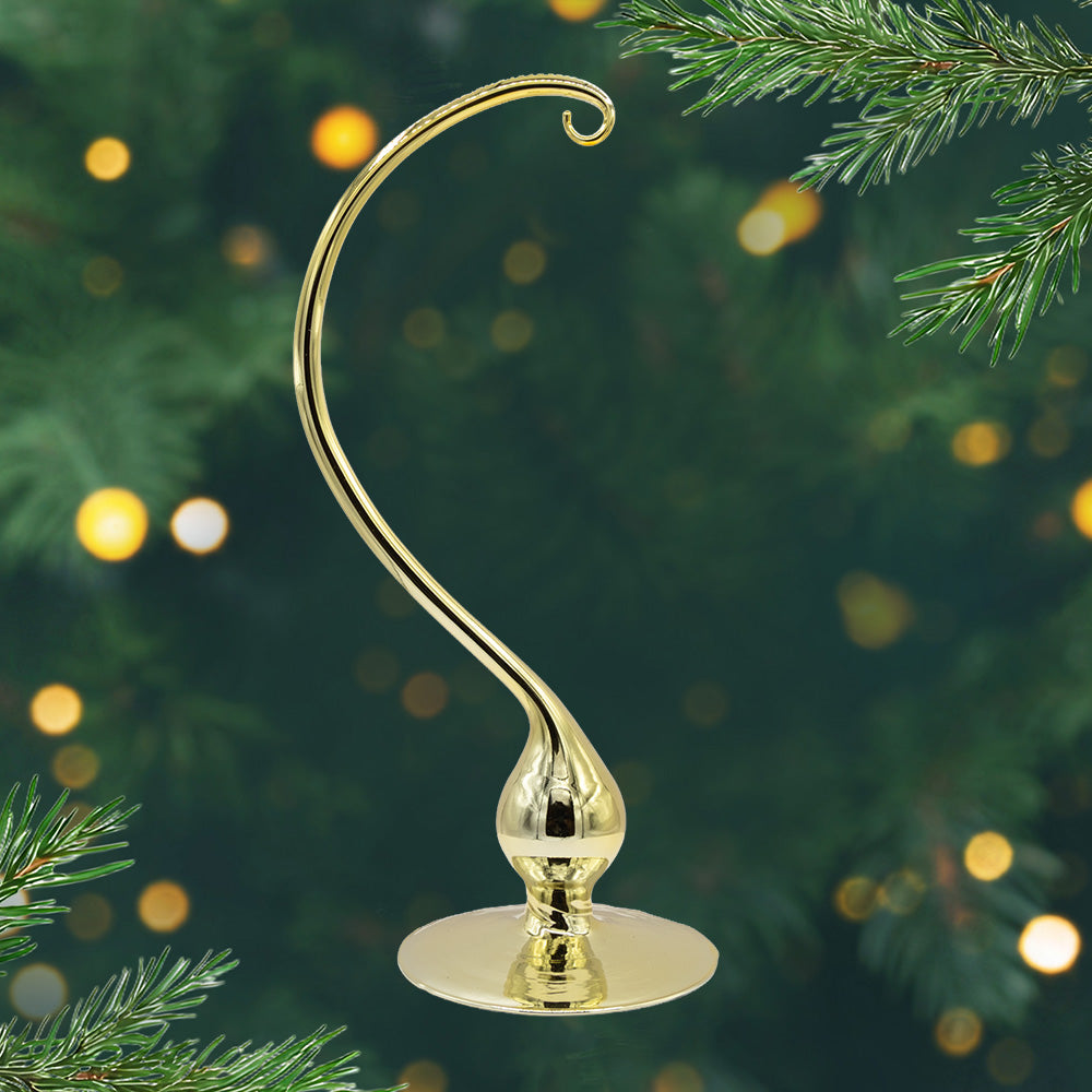 Large Glass Ornament Stand - Gold