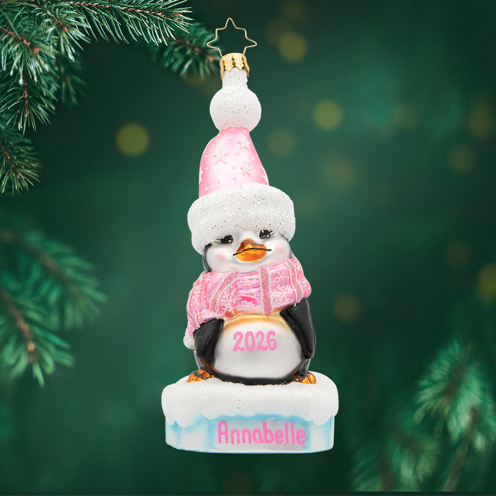 Precious Penguin Pink Personalized
