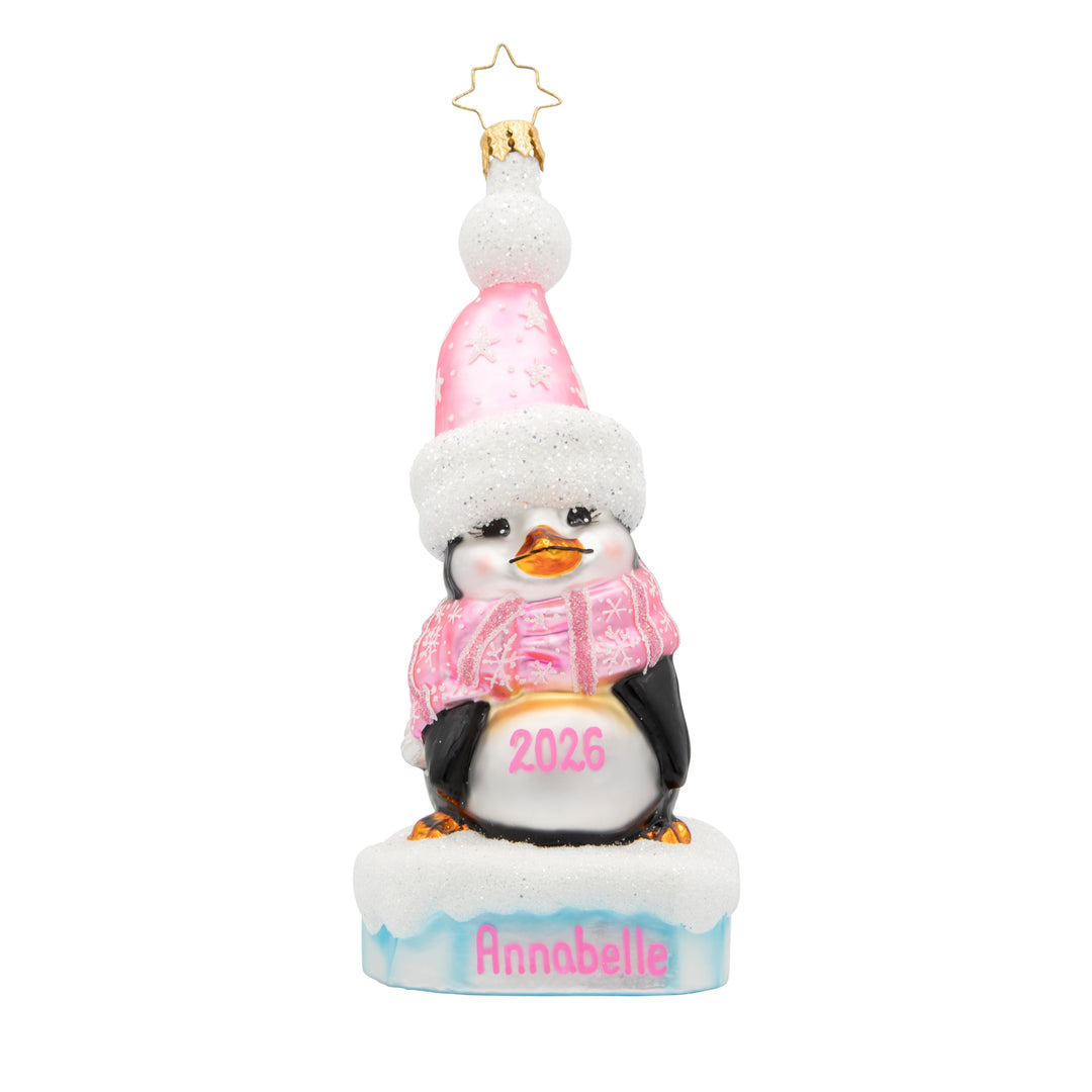 Precious Penguin Pink Personalized