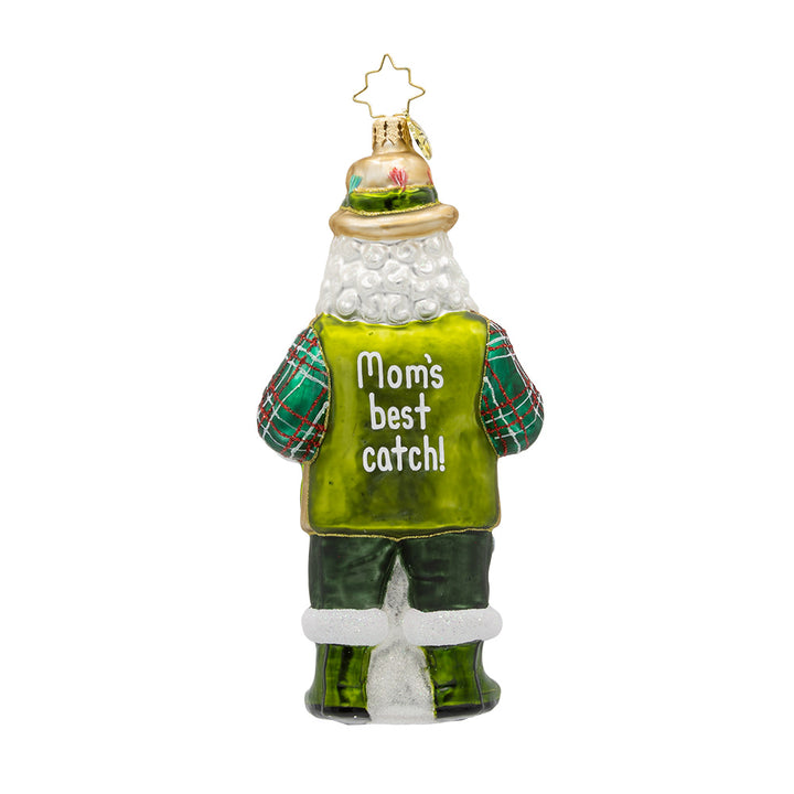 Back image - Fly Fisher Santa Claus - (Personalized holiday ornament)