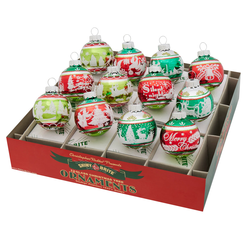 HOLIDAY SPLENDOR 12 COUNT 1.75" SIGNATURE FLOCKED  ROUNDS