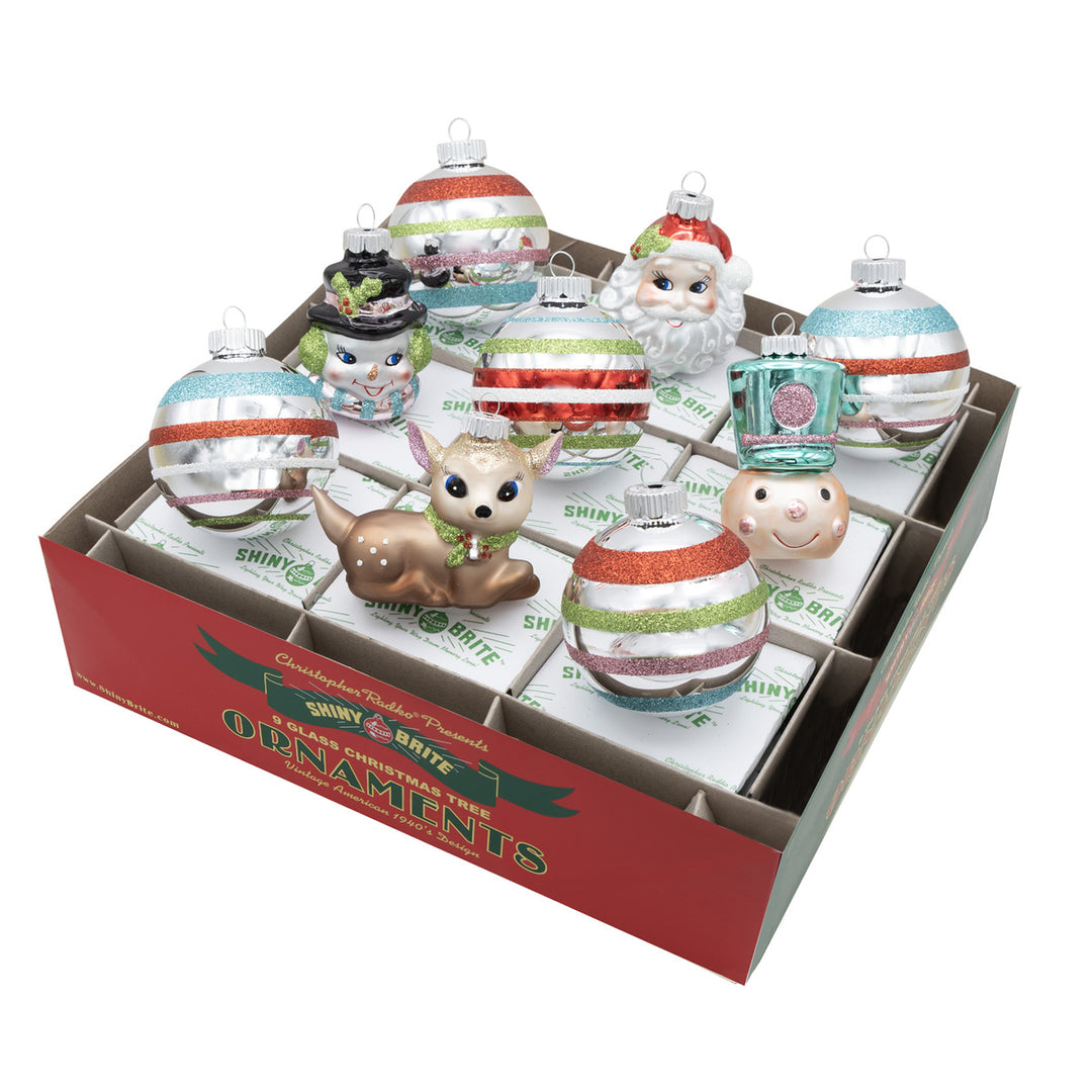 FESTIVE FETE 9 COUNT 2.5" DECORATED ROUNDS & FIGURES