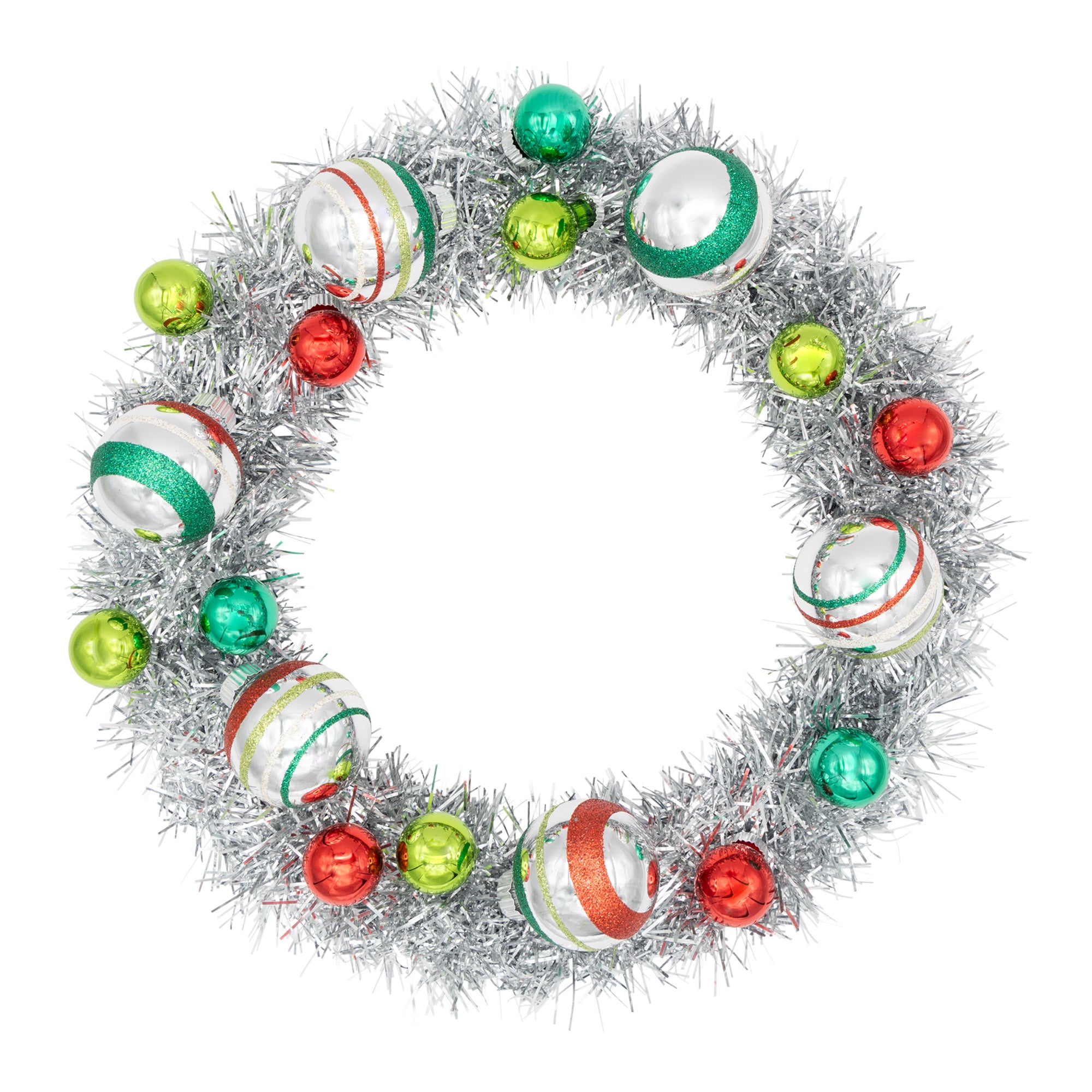 HOLIDAY SPLENDOR SILVER TINSEL WREATH WITH 1
