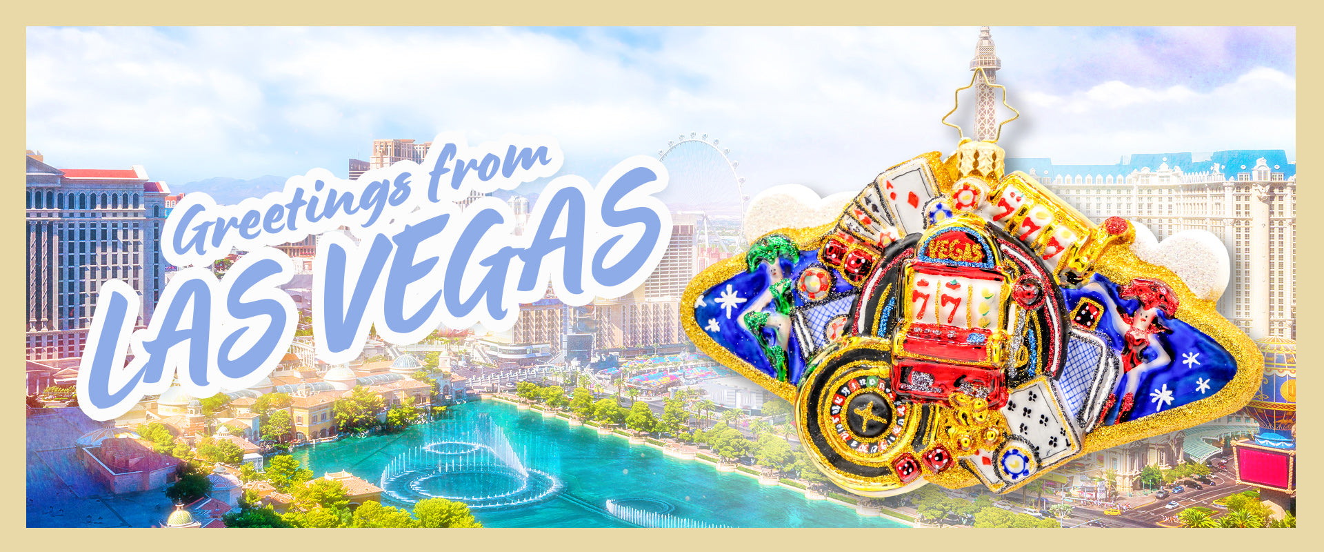 Travel ornament collection featuring Las Vegas ornament 