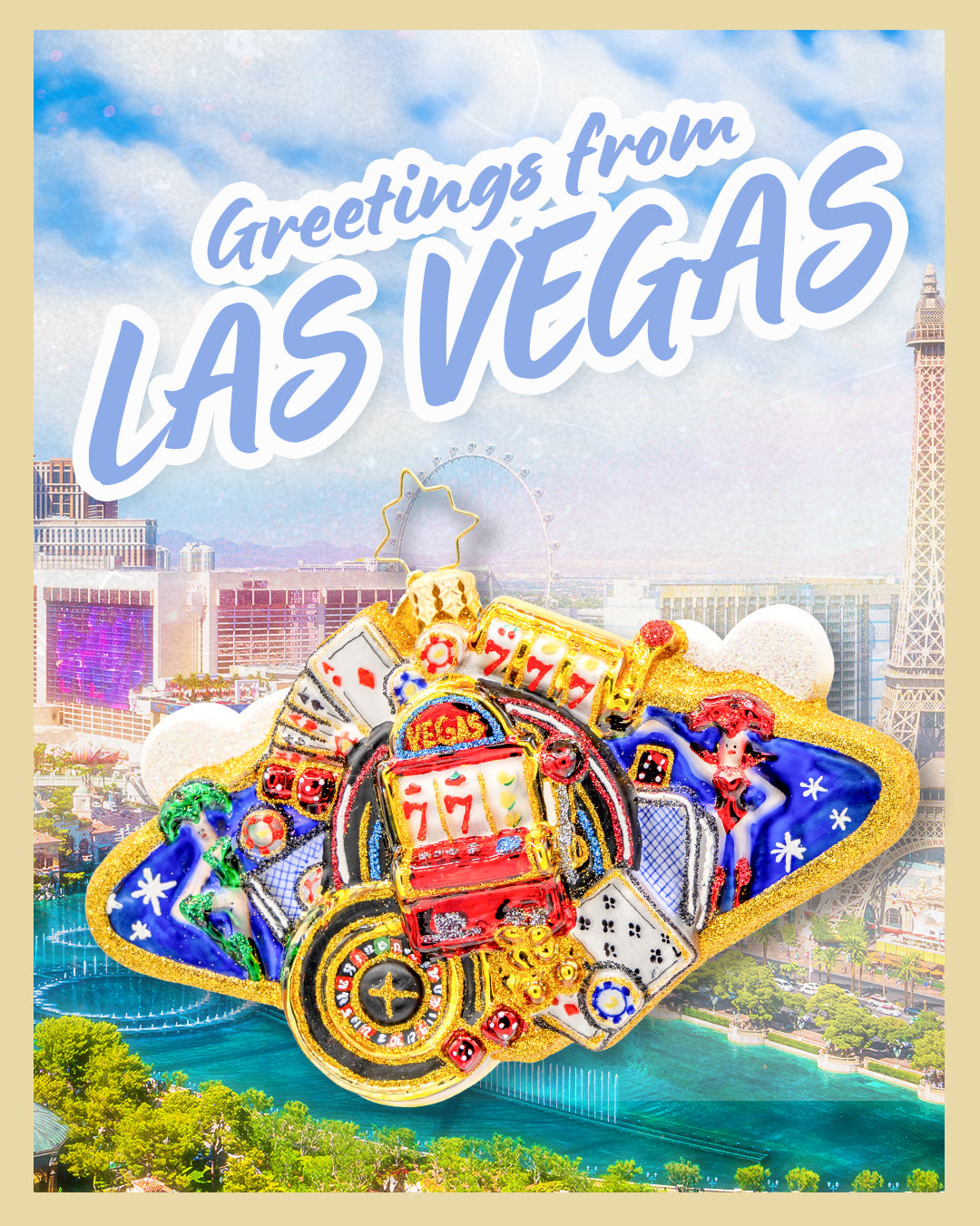 Travel ornament collection featuring Las Vegas ornament 