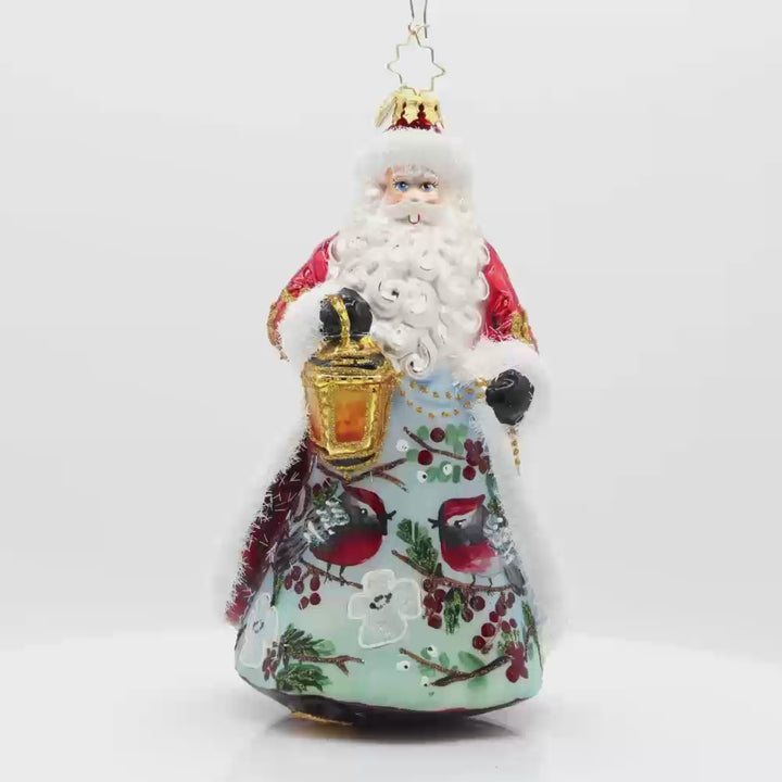 Cardinal Kris Kringle ornament. This enchanting ornament features a snowy scene, a charming cardinal companion, and a touch of regal elegance. Video.