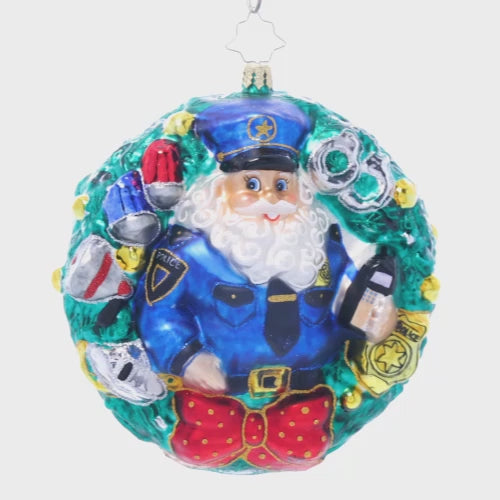 Police Santa Wreath