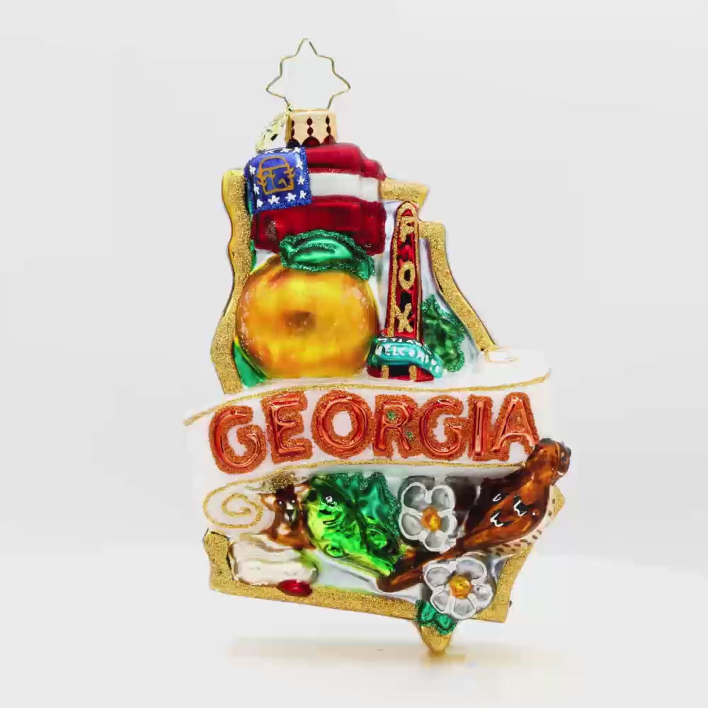 Ornament decorated with all of the wonderful things the great state of Georgia has to offer. Video.