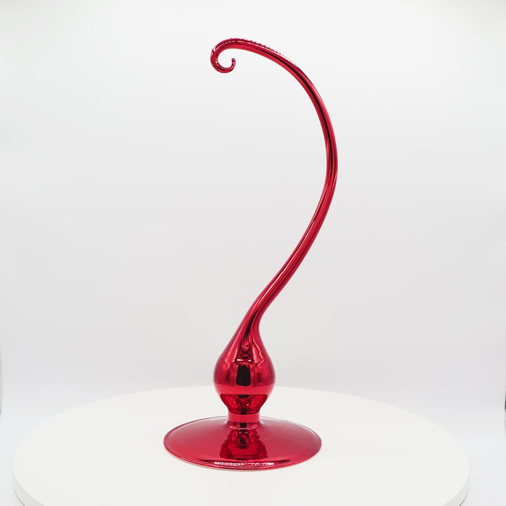 Large Glass Ornament Stand - Red