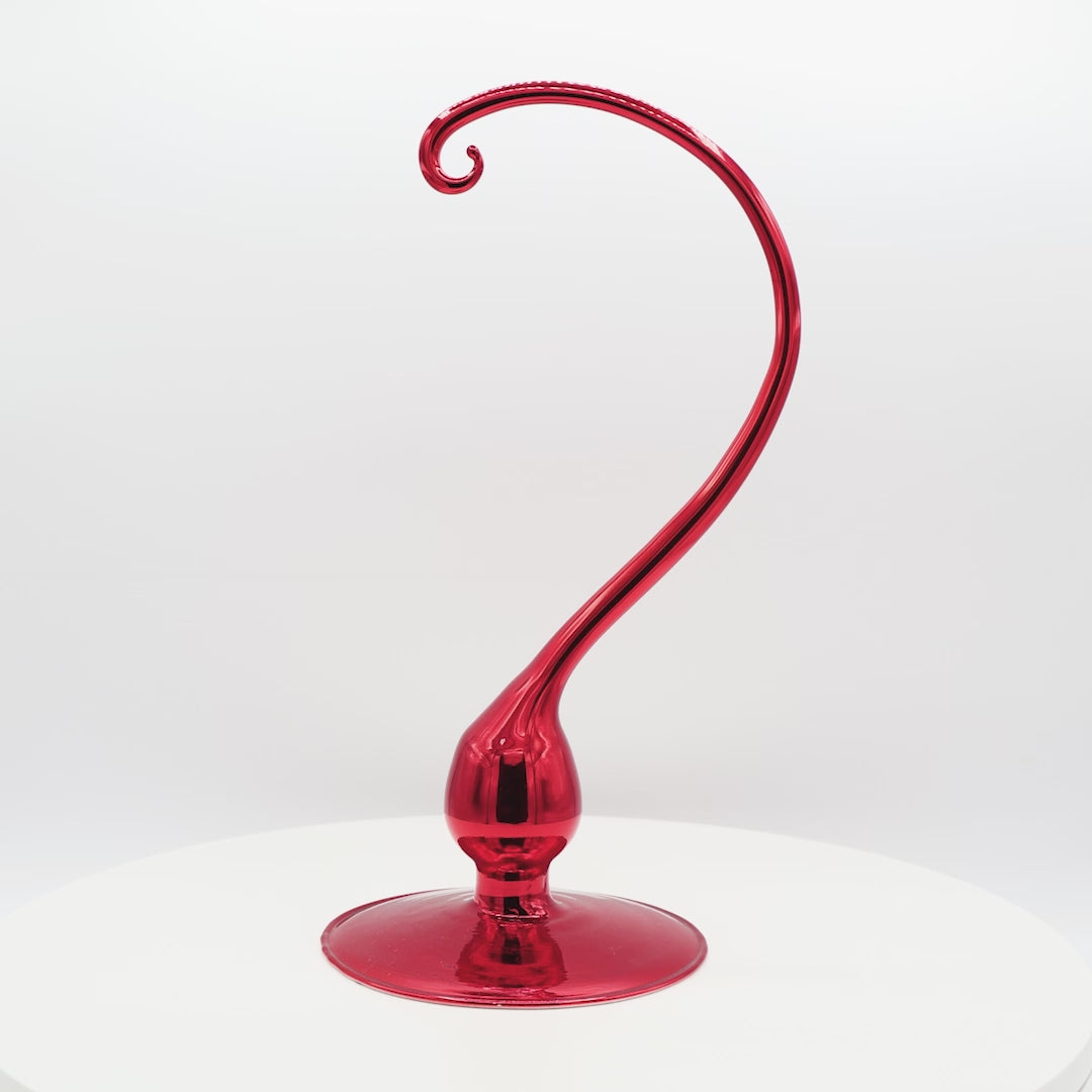 Small Glass Ornament Stand - Red
