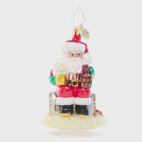 Video - Ornament Description - Oktoberfest Cheers Gem: Prost! Santa's dug out his lederhosen, filled up his stein and made it to Oktoberfest, toasting to good times with great friends. This video shows the ornament spinning slowly. 