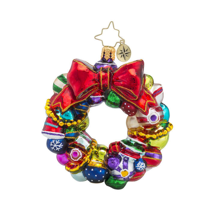 Front - Ornament Description - Joyful Wreath Gem: If you're a fan of old-fashioned Christmas ornaments, this wreath will be a great addition to your tree! Itâ€™s got dozens of your favorite rounds and reflectors.