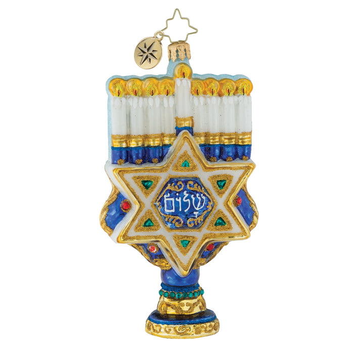 Front - Ornament Description - Rich With Tradition: Hanukkah flames continue to light the way within this celebrated season of the Jewish faith. The Star of David is an inspirational base.