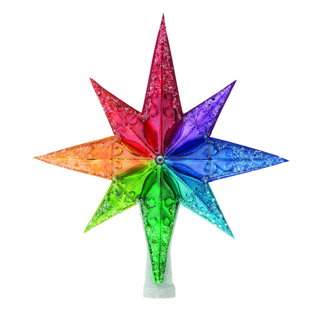 Finial Description - Rainbow Stellar Finial: Glistening with all the colors of the rainbow, this fabulous tree-topper will crown the best of Christmas trees! Impress your guests and add the finishing touch to your festive tree!