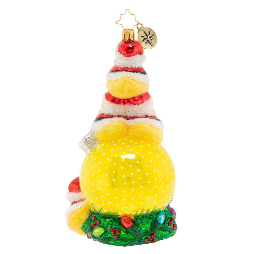 Back - Ornament Description - A PEEP-ing Holiday!: Dressed to the nines in their finest Santa suits, these PEEPSÂ® are ready to celebrate the holiday season! More than just stocking stuffers, these iconic chicks are eager to adorn your Christmas tree. 