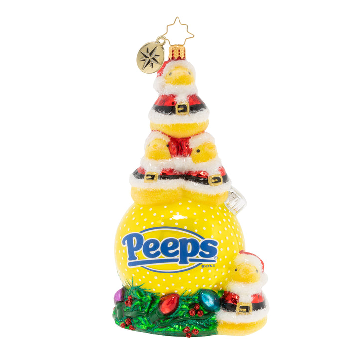 Ornament Description - A PEEP-ing Holiday!: Dressed to the nines in their finest Santa suits, these PEEPSÂ® are ready to celebrate the holiday season! More than just stocking stuffers, these iconic chicks are eager to adorn your Christmas tree.