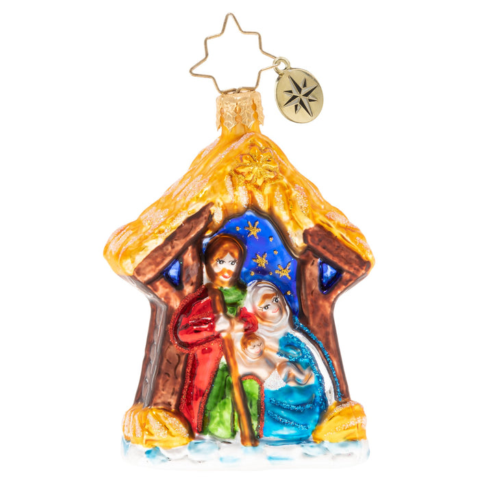 Front - Ornament Description - Miracle in the Manger Gem: On a quiet December night in Bethlehem, a miracle took place. The son of Mary and Joseph, Jesus came into the world to bless us with his grace.