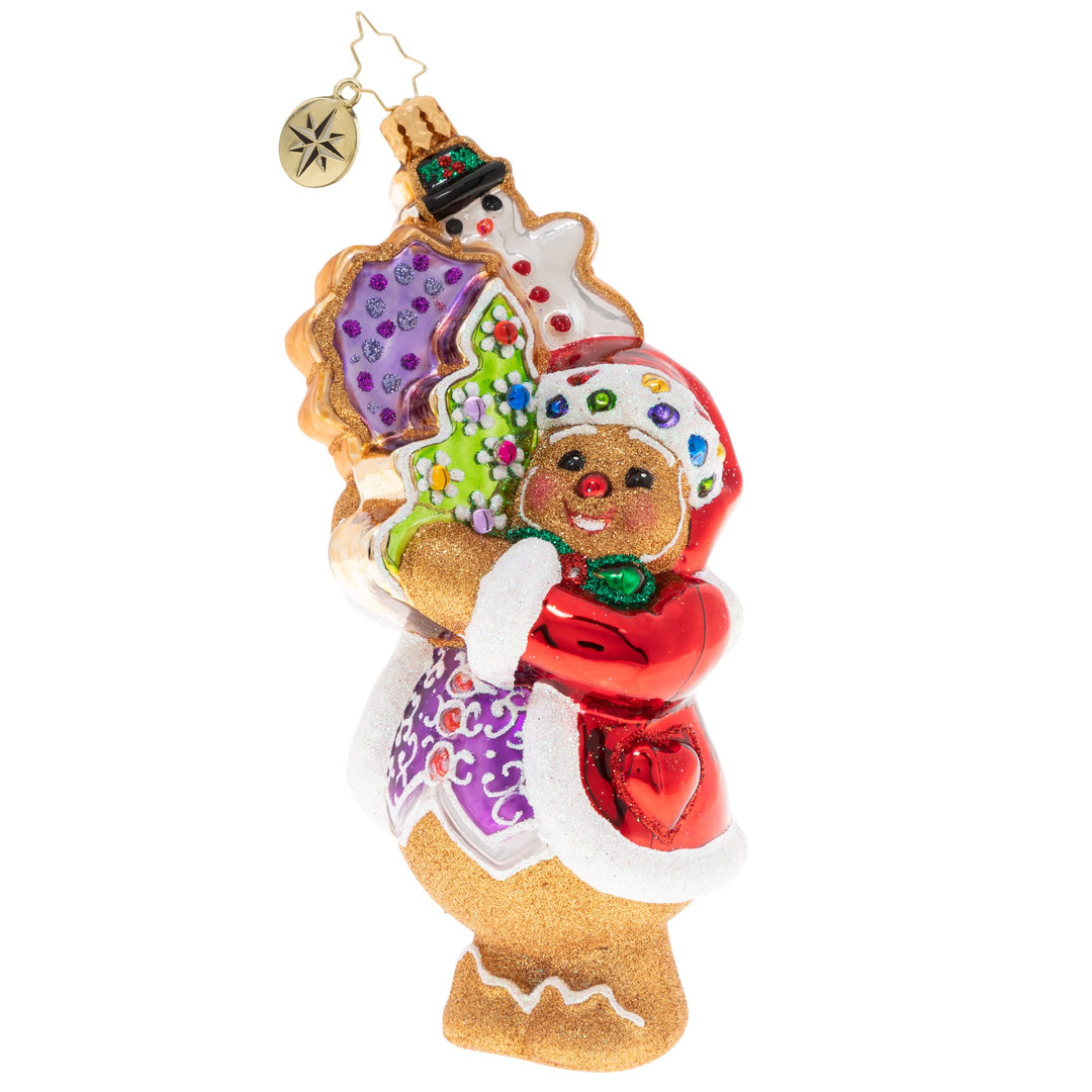 Front - Ornament Description - The Gingerbread Man Can!: In anticipation for the busy season, this gingerbread man has been hitting the gym to get buff. Now even the heftiest deliveries don't feel so tough!