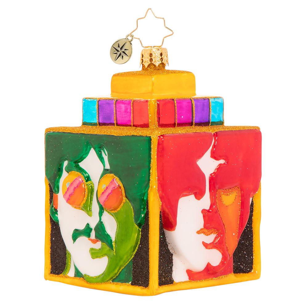 Front - Ornament Description - Sea of Science Cube: The Beatles have found themselves in another groovy underwater realm, filled with so many wonders. They'll continue on their journey to Pepperland, but not before singing a Northern song and getting a little colorful.