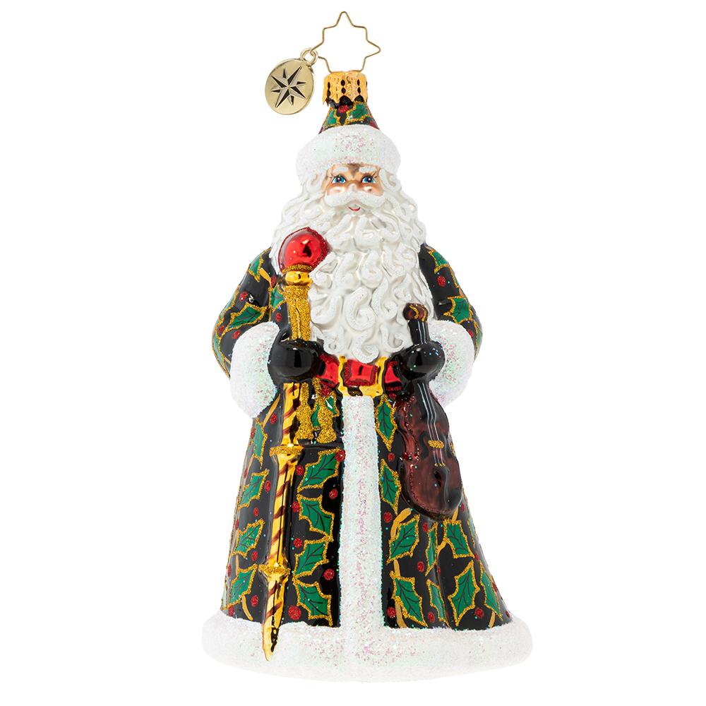 Front - Ornament Description - By Golly Santa Loves Holly: Deck the Claus in boughs of holly, fa-la-la-la-la-la-la-la-la! Santa is taking "holly jolly" to an entirely new level in this festive frock.
