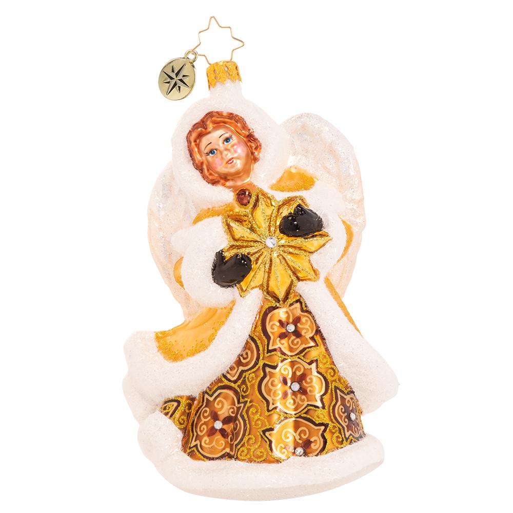 Ornaments - Description: Dashingly Divine Angel - Hark the herald! This glowing golden angel symbolizes hope, peace, and holiday blessings for all. 