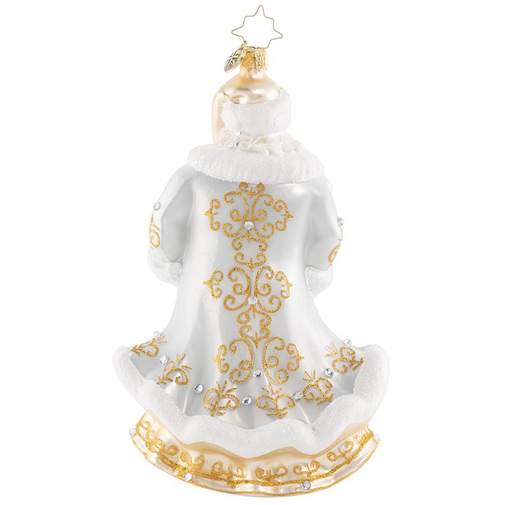 Back - Ornament Description - Gleaming in Golden Radiance: Santa is going for gold! He is shining bright in a showstopping gilded getup. We are not sure what shines brighter--him or the North Star!