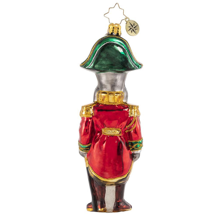 Back - Ornament Description - Lieutenant Schnauzer: This stately soldier has donned his uniform and awaits his holiday orders. He hopes he will be assigned to lead the procession in this year's Christmas parade!