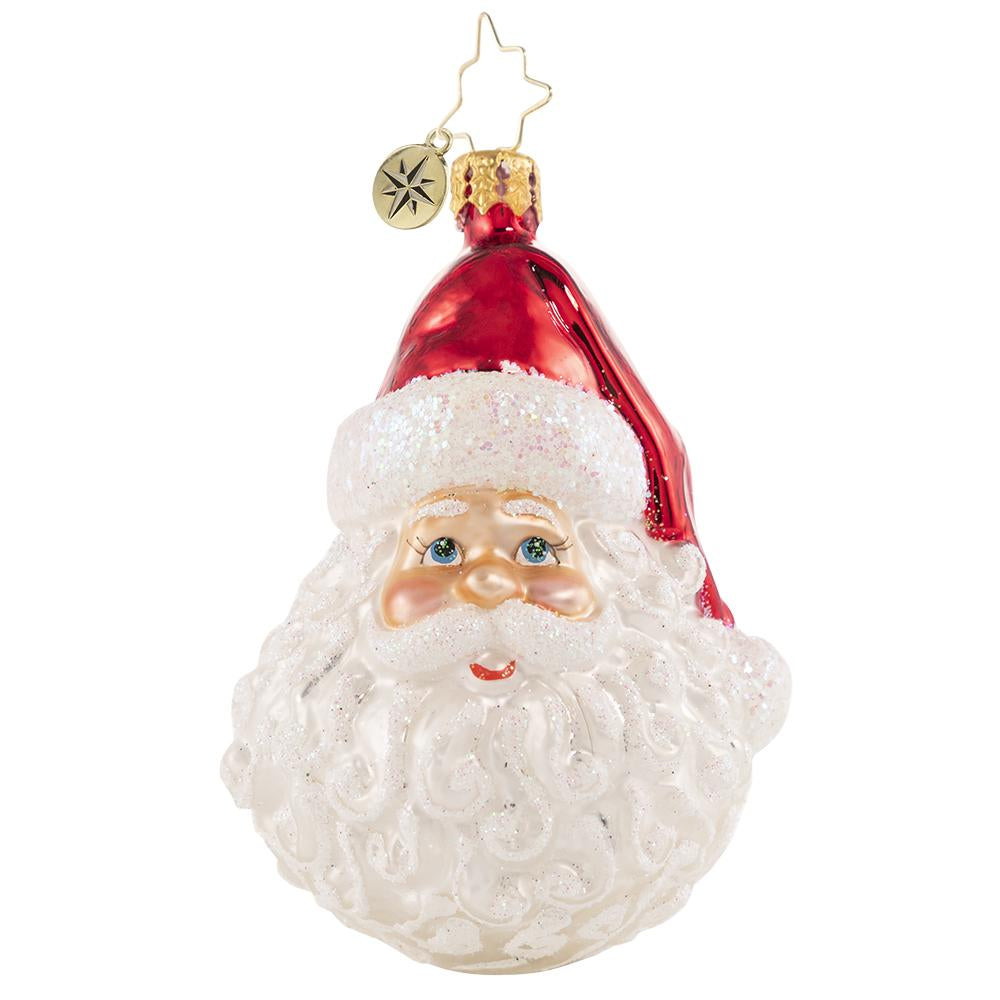 Front - Ornament Description - Classic St. Nick Gem: Ho ho ho! Everyone's favorite jolly old elf is looking extra festive for the season. Complete with his signature merry dimples, rosy cheeks, and snow-white beard he is sure to delight this Christmas!