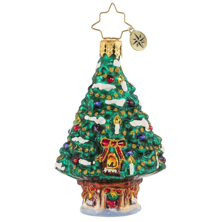 Back - Ornament Description - World's Best Treehouse! Gem: Oh Christmas tree, oh Christmas tree... This delightful little dwelling is fit for holiday royalty!