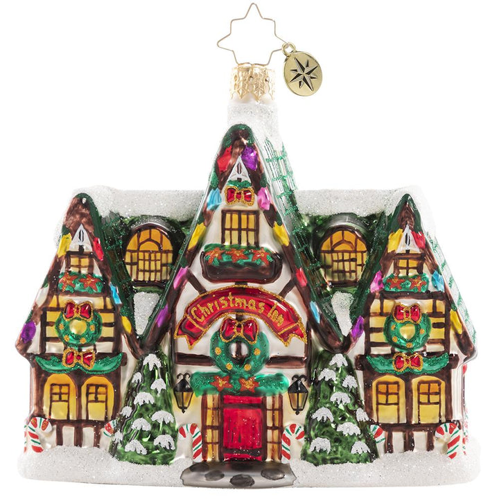 Front - Ornament Description - Happy Holiday Memories: It is Christmas time in the city and in this tiny town! The little shops are decorated for Christmas and are bursting with holiday cheer. Do not forget to shop small this holiday!