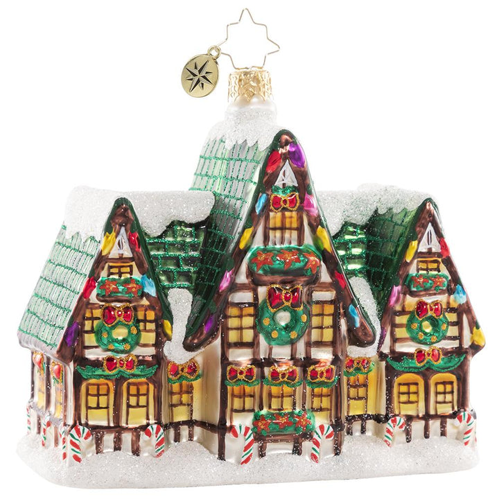 Back - Ornament Description - Happy Holiday Memories: It is Christmas time in the city and in this tiny town! The little shops are decorated for Christmas and are bursting with holiday cheer. Do not forget to shop small this holiday!