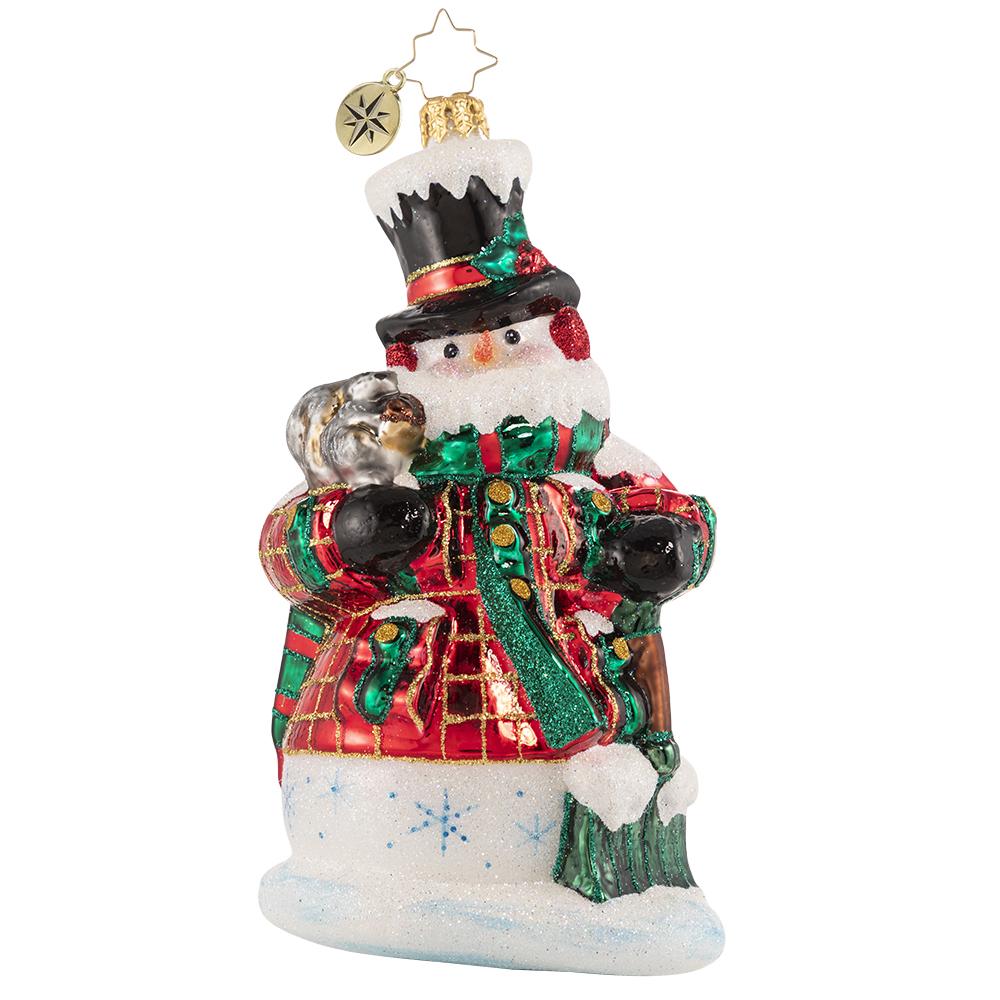 Front - Ornament Description - Fun By The Shovel-Full: Both Frosty and his squirrel friend are nuts about the holiday season! Bundled up against the elements, they help clear the way for Christmas fun.