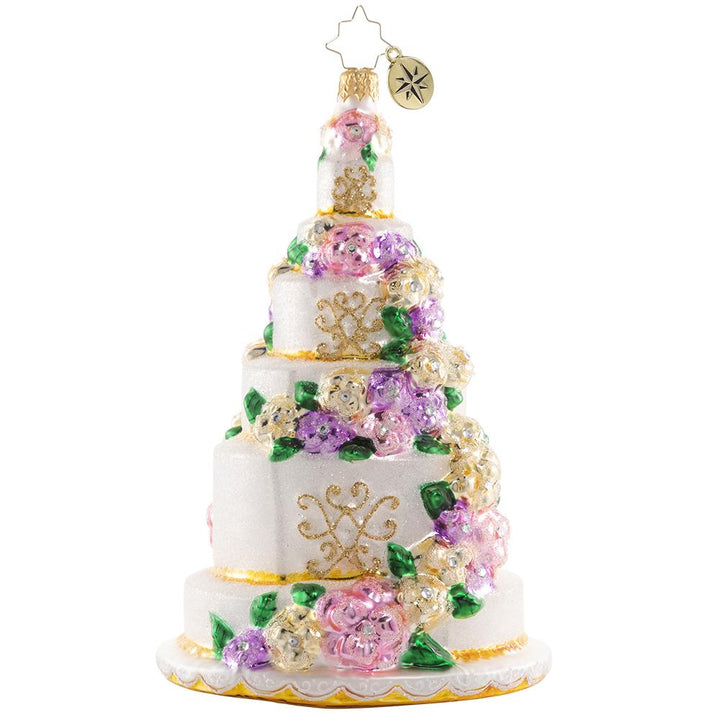 Back - Ornament Description - Six-Tier Celebration: Let them eat cake! Commemorate your "I Do's" with this towering confection and remember that love is sweet!