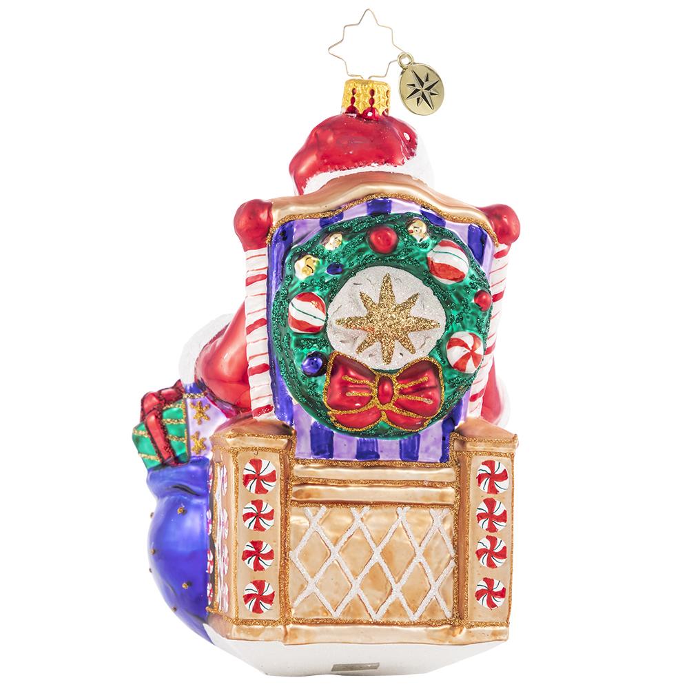 Back - Ornament Description - Kick Back And Relax 2021: The presents have all been delivered and the reindeer are fast asleep in their stalls. Now Santa can finally relax and reflect, which he does best from his biggest, comfiest chair!