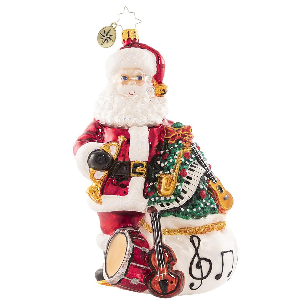 Front - Ornament Description - Holiday Seranade: Santa is ready to perform all your favorite holiday tunes! He is sure to have you Jingle Bell Rockin' around your Christmas tree all season long.