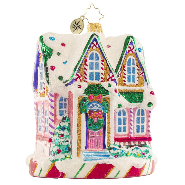 Front - Ornament Description - Marvelous in Mint: Sweet and stunning! With its peppermint pillars and pinwheels throughout, this charming Victorian home truly is in 'mint' condition.