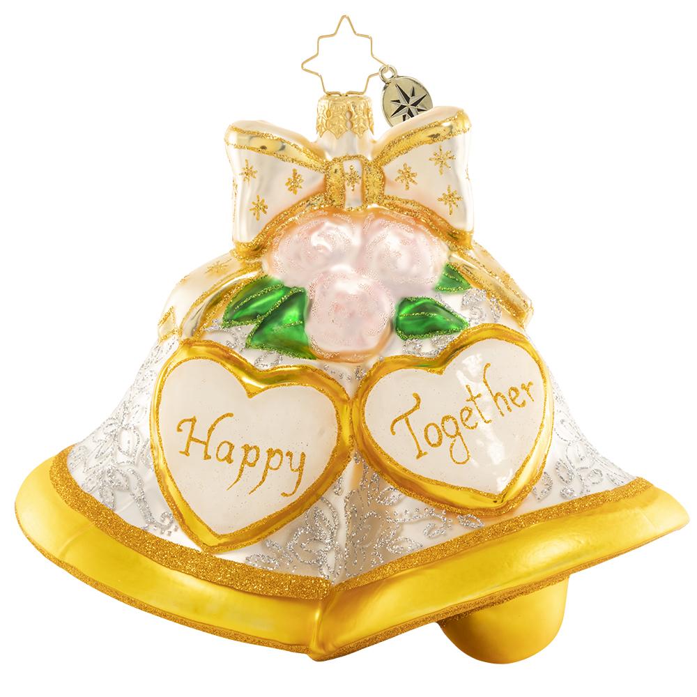 Front - Ornament Description - Forever Together: The merry chimes are pealing, soft and glad the music swells; gaily on the night wind stealing, sweetly sound the wedding bells. Hang this pair of wedding bells and celebrate love, both new and old!
