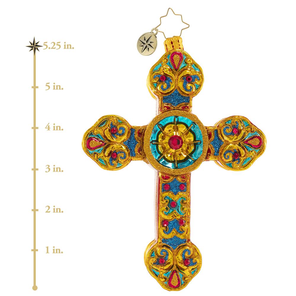 Ornaments - Description: Golden Delight - It is the crown jewel of Christmas! Shining bright over the altar, this golden cross is a symbol of faith, hope, and love. 