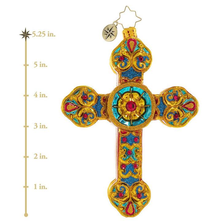 Ornaments - Description: Golden Delight - It is the crown jewel of Christmas! Shining bright over the altar, this golden cross is a symbol of faith, hope, and love. 