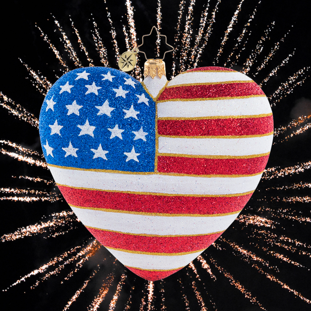 Ornament Description - Heart of America: The tragic events of September 11, 2001 shocked and united America like never before. This heartfelt keepsake symbolizes the unbreakable heart of the American spirit, and a tribute to every life lost. A percentage of proceeds from the sale of this ornament will go to a charity that supports 9/11 survivors, first responders, and their families. We will never forget!