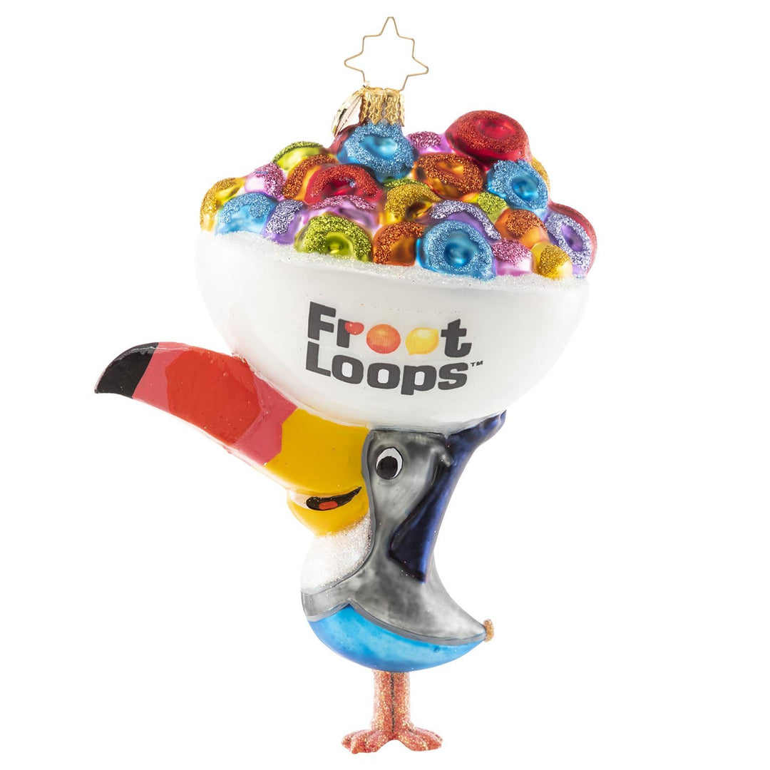 Front - Ornament Description - Follow Your Nose!: Christmas is a season of sweetness and giving. Our friend Toucan Sam TM is really nailing it, here with a big bowl of Frooty fun to share!
