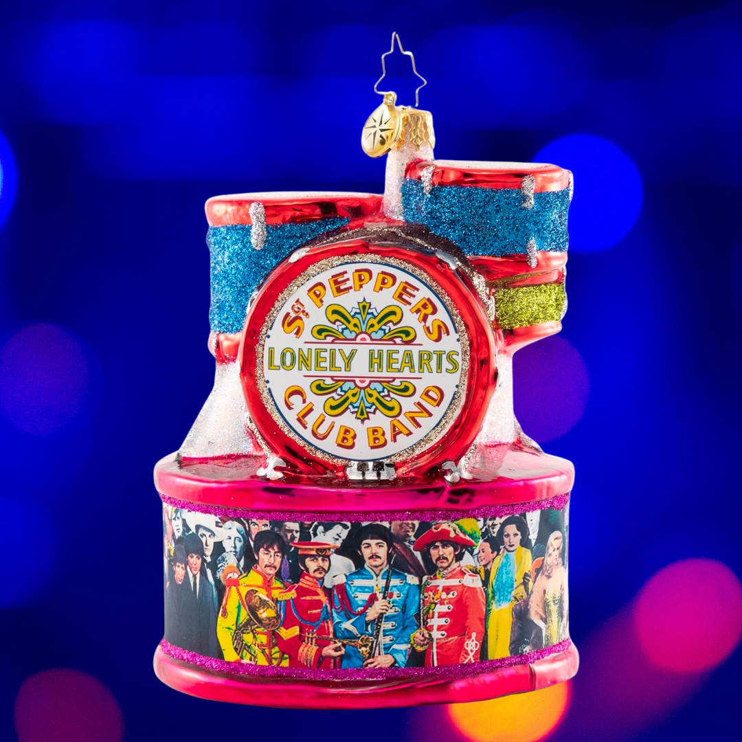 Ornament Description - The Beat of Their Own Drum: The Fab Four are ready to Rock Around the Christmas Tree. All that is missing is their Little Drummer Boy, Ringo!