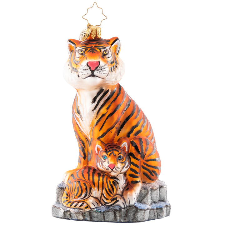 Front - Ornament Description - The Coolest Cats: Tigers live in diverse habitatsâ€”from rain forests, grasslands, savannas and mangrove swampsâ€”but this pair of majestic tigers stun even in the winter snow. Tigers are under threat from human activities such as poaching, illegal trade, and habitat destruction. A percentage of the sales from this ornament will benefit global initiatives to combat tiger trafficking.