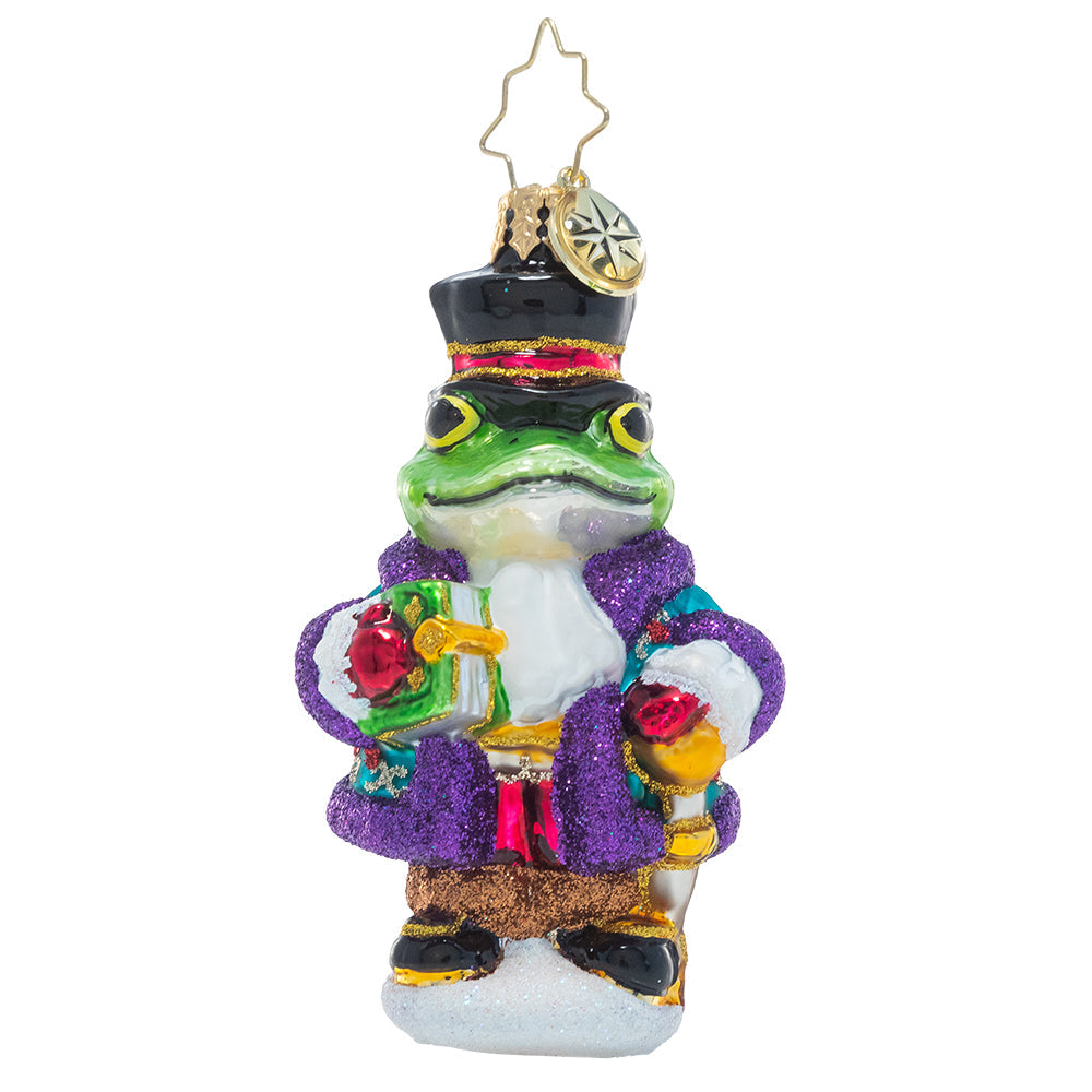 Front - Ornament Description - One Academic Amphibian Gem: This brainy bullfrog is looking toad-ally dapper in his top hat and coat. He's as smart as he is stylish!