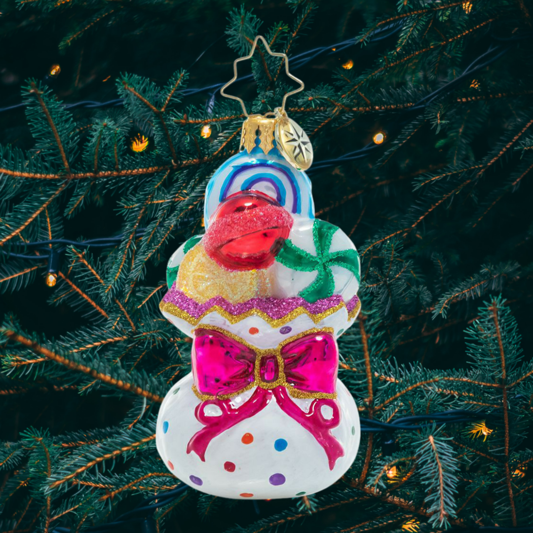 Ornament Description - The Sweetest of Sacks Gem: Santa knows his sweets! He's filled this sack to the brim with all of his favorite tasty treats.