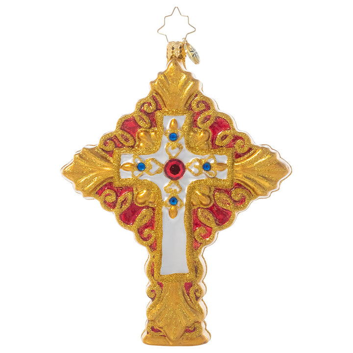Front - Ornament Description - Golden Grace: Make your tree glow with this golden reminder of the spirit of Christmas. This ornate cross reminds us why we celebrate the birth of Christ – a symbol of hope and everlasting life this holiday season.