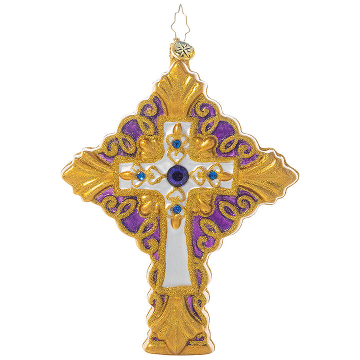 Ornament Description - Golden Grace: Make your tree glow with this golden reminder of the spirit of Christmas. This ornate cross reminds us why we celebrate the birth of Christ – a symbol of hope and everlasting life this holiday season.