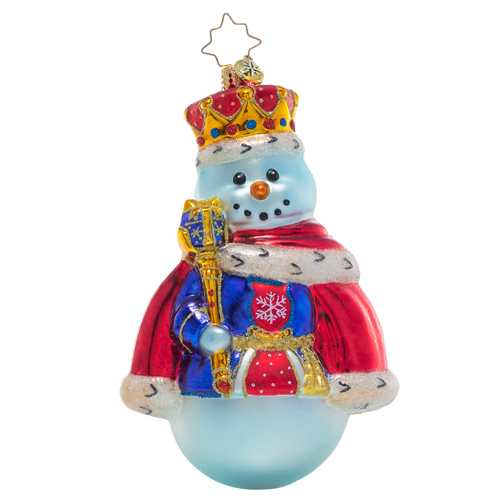 Front - Ornament Description - Long Live the King: This frosty fella is crowned the Christmas king and dons his royal regalia to usher in the most wonderful time of the year!