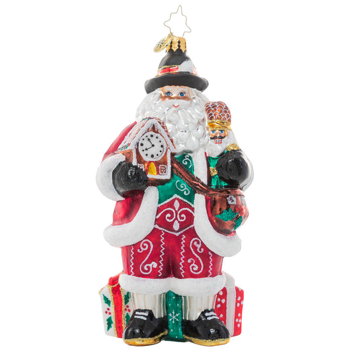 Front - Ornament Description - Wikommen Santa!: Frohe Weihnachten! From head to toe, Santa puts a Bavarian-inspired twist on his traditional Christmas dress.