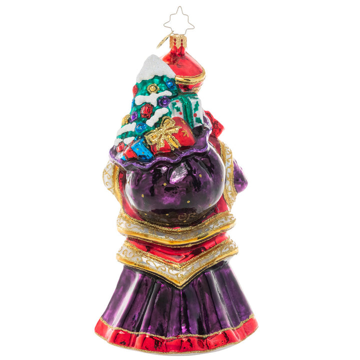 Back - Ornament Description - Patron Saint of Christmas: Saint Nicholas was known in his lifetime for his kindness and generosity, especially to children and the poor. Celebrate the "real" Santa this holiday season with this saintly statuette – complete with miter, scepter, and a holy purple robe.